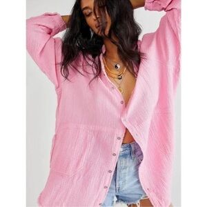 We The Free Light Pink Textured Top
